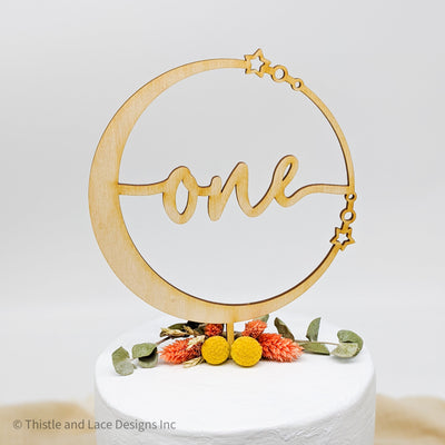 Moon and stars cake topper