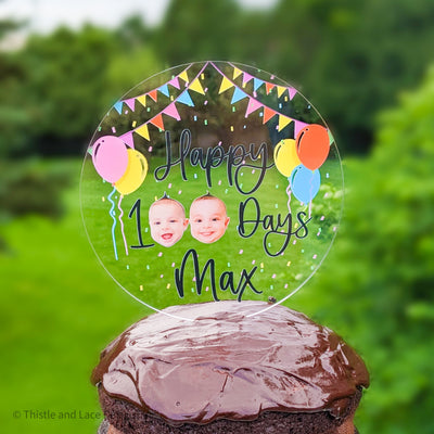 Personalized 100 days cake topper, Baby photo cake topper, Baby 100 days custom birthday cake topper, One hundred days, Baby cake topper